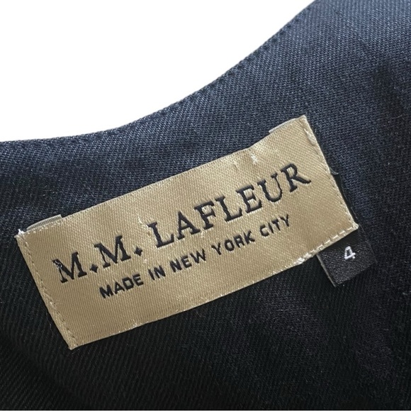 M.M.Lafleur Midi Navy Blue Racerback Twist Strap Dress Flowy Structured Size 4 - Picture 4 of 8